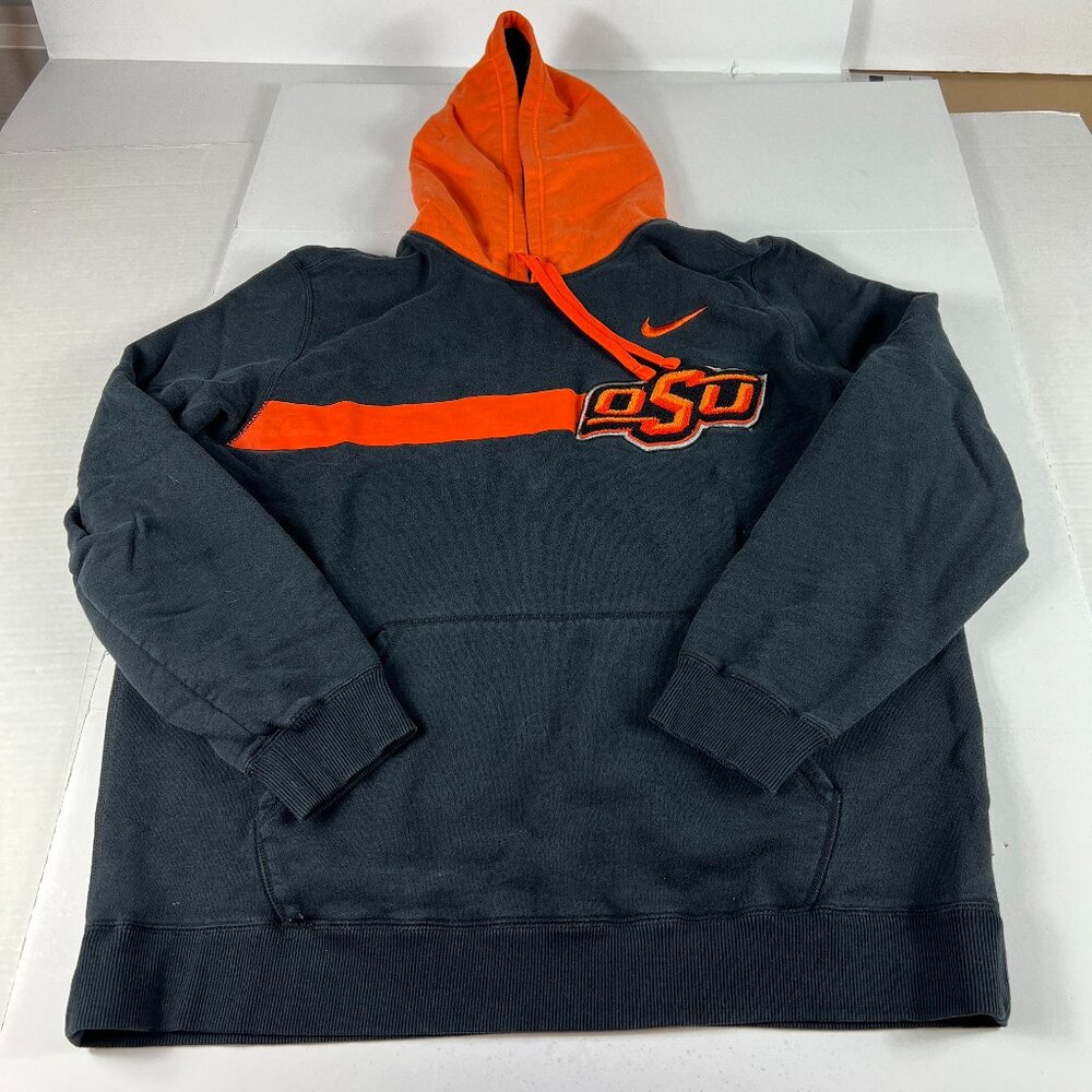 NIKE Oklahoma State Cowboys Sweatshirt Adult Large Black & Orange Faded Hoodie